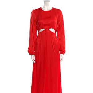 Farm RIO Maje Crew Red/OrangeViscose Satin Midi Dress